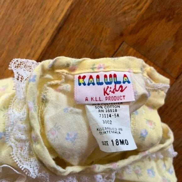 Vintage Kalula Kids Yellow Lace Ruffle Dress 18 mo - Picture 5 of 5